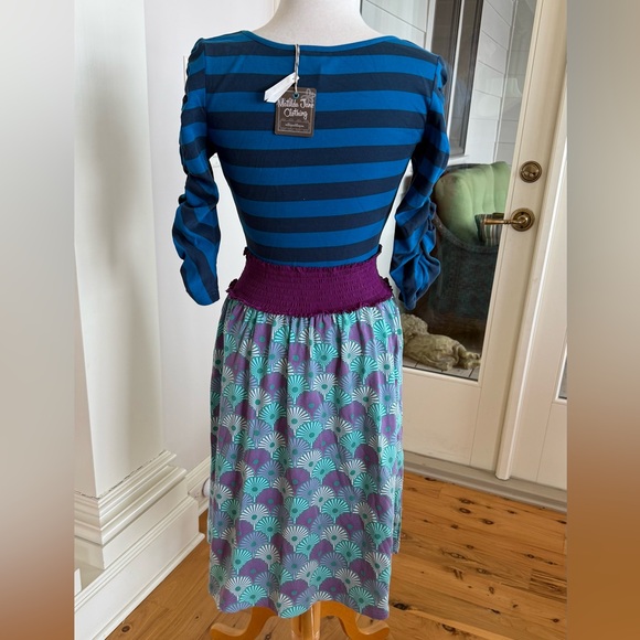 NWT Matilda Jane Blue and Navy Striped Dress - Picture 2 of 4